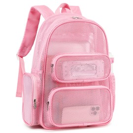 CAMTOP Mesh Backpack for Kids Girls Semi-TransparentSee Through Sturdy School Bookbag Casual Daypack for Beach Swim Work Gym