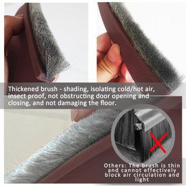 Door Draft Stopper with Brush Reduce Noise, 39" Rubber Door Sweep Breeze Blocker, Adjustable Under Door Draft Stoppers, Soundproofing for Doors, Door Seal - Brown