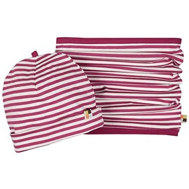 loud + proud Unisex Children's Set Tube Scarf, GOTS Certified Beanie Hat, Orchid