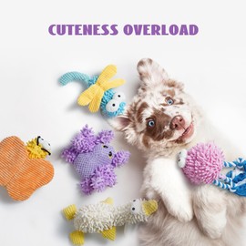 Nocciola Plush Squeaky Dog Toys, Cute Durable Stuffed Crinkle Puppy Pet Chew Toys for Large Medium Small Dogs - Spider