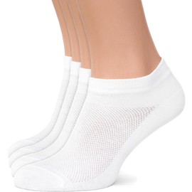 Duna - Calcetines para mujer, ultra delgados y transpirables de algodón para mujer, corte bajo, no se muestran, Blanco-4 Pares, 7-9