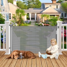 Weatherproof Outdoor Retractable Dog Gate 55" Wide Retractable Baby Gate Waterproof Retractable Outdoor Gate for Dogs Retractable Child Gate For Doorway Retractable Pet Gates For Dogs Outdoor Dog Gate