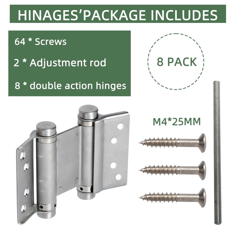 AnvFlik 4pcs 3in Double Action Spring Hinges, Self Closing Door