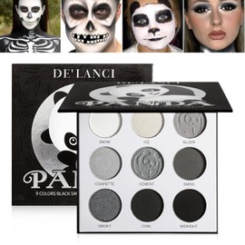 Black White Grey Silver Eyeshadow Palette, Highly Pigmented, Afflano Dark Grey, Black, Smoky Eyeshadow Makeup Palette, Durable for Daily Makeup, Small Mini Eyeshadow Palette, Panda