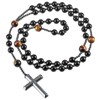 KYEYGWO Hematite Long Beaded Cross Necklace for Men Women, Catholic