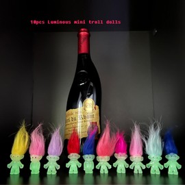 20pcs Luminous Mini Troll Dolls Glow in The Dark Vintage Action Figures Troll Dolls 1.2" Bodies, 2.3" Hair. Cake Toppers School Project, Arts and Crafts (20pcs)