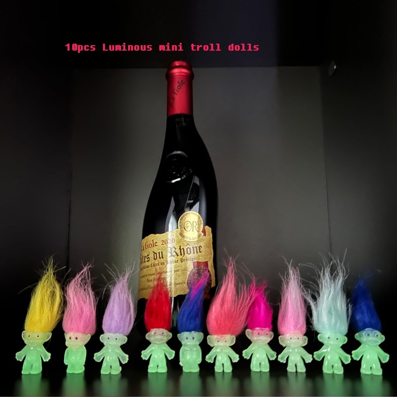 20pcs Luminous Mini Troll Dolls Glow in The Dark Vintage