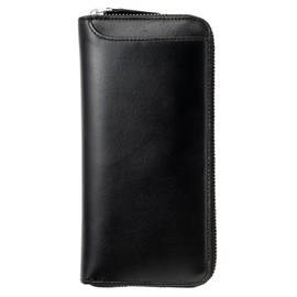 MILAGRO ST-W1619 Round Long Wallet, Ethiopian Sheep (Men's, Wallet, Zipper, Coin Purse, Bill Compartment, Card, Leather, Leather), Black