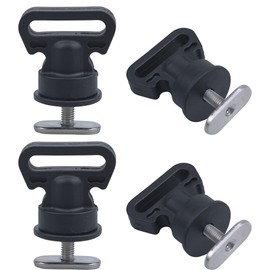 MX Kayak Track Mount Vertical Tie Downs Rail Mounts,Eye Bolt Tie Down Rings for Canoes, Kayaks, and Fishing Boat Accessories (Black-4 Pack)