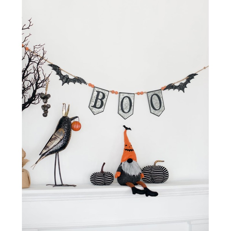 Udorich Iron Boo Banner with Bat Cutouts for Festive Decor,