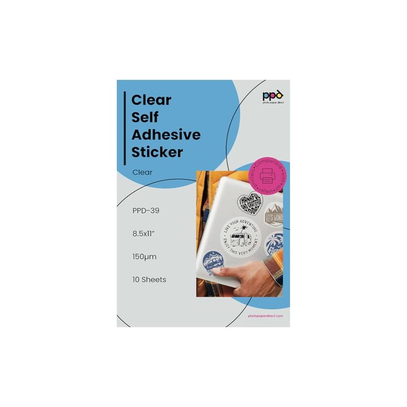 PPD 10 Sheets Inkjet Clear Transparent Self Adhesive Sticker Paper