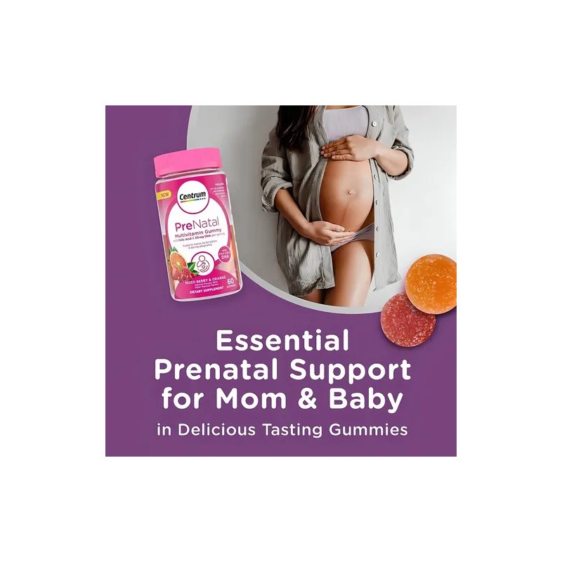 Centrum Multi Vitaminas Prenatal Ácido Fólico Dha Gomitas Sabor Frutos
