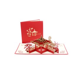 Suzhou garden hollow paper carving 3D Pop-Up greeting card thankyou card