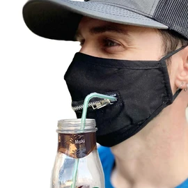 Cleanbreath Reusable Triple Layers Cloth Face Mask with Zipper for Drinking and Eating