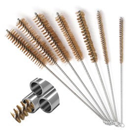 Pack of 7 Pipe Brush, Straw Brush, Pipe Cleaning Brush, Wire Brush, Round, Drill Hole Brush, Brass Cylinder Brush, for Pipe Cleaning Slag, (8 mm/10 mm/12 mm/14 mm/18 mm/20 mm/25 mm)