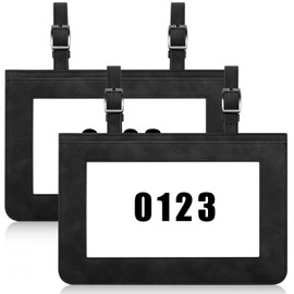 Fullhawl Horse Performance Number Holder Horse Show Supplies Leather Exhibitor Number Clip for Saddle Harness Pig Cattle Cow Goat Show Supplies (2 Pcs,Black)