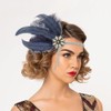 IYOU 1920s Feather Flapper Headdress Blue Crystal Gatsby Headband Prom