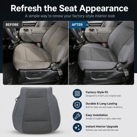 FZJDSD Gray Cloth Driver Side Bottom Replacement Seat Cover & Seat Foam Cushion Compatible with Ford F250 F350 F450 F550 2017 2018 2019 2020 2021 Compatible with F150 2015 2016 2017 2018 2019 2020