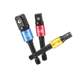 QUNNIE Impact Wrench Socket Adapter Set, 1/4 Inch 3/8 Inch 1/2 Inch Drill Socket Adapter for Impact Drill, Cordless Screwdriver and Impact Wrench, Black