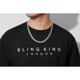 THE BLING KING Luxury 9mm Silver Plated Cuban Curb Chain Necklace - Precision Detailing, 24 Inch Length, 63g Weight - Embrace Elegance with Every Wear