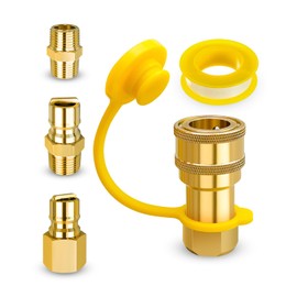 WMJNH 1/2 Inch Natural Gas Quick Connect Fittings Kit, Solid Brass Quick Connect and Disconnect Plug Set for Generator Grill