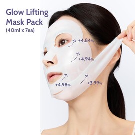 Rom Glow Lifting Mask Pack - Enhancing Sheet with Collagen Water & PDRN Moisturizing Contour Care for Glowing Skin 40ml x 7 / 롬 글로우 리프팅 마스크 팩 - 콜라겐 워터 & PDRN이 함유된 강화 시트 빛나는 피부를 위한 수분 공급 컨투어 케어 40ml x 7개