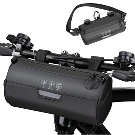 CALLCASE Bicycle Front Bag, Handlebar Bag, Waterproof, Lightweight, Large Capacity, For Road Bikes, Mountain Bike, Storage Bag, Shoulder Strap, Small Storage, Easy Installation, Black