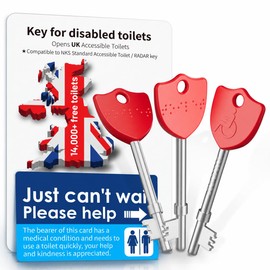 Radar Key for Disabled Toilets UK, Disabled Toilet Key, Red, 3 Pack