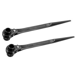 uxcell 12 x 14mm Hexagon Scaffold Podger Ratchet Spanner Ratcheting Socket Wrench Tool (Black) 2pcs