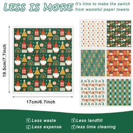 Whaline 6Pcs Christmas Swedish Dishcloths Boho Xmas Tree Rainbow Heart Kitchen Dish Towels Reusable Washable Cotton Kitchen Towels for Cooking?Wiping Home Kitchen Decor, 6.7 x 7.7 Inch