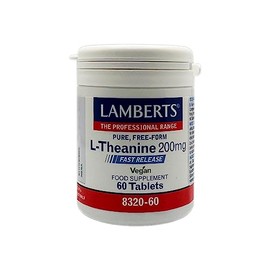 Lamberts L-Theanine Capsules – 200mg Pure L-Theanine from Green Tea – Suitable for Vegans– 60 Vegan Capsules
