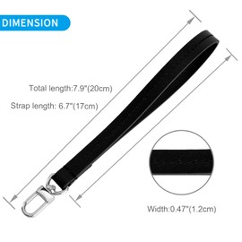 VanEnjoy Wristlet Keychain Cellphone Genuine Leather Hand Strap（Black with Silver Lock）