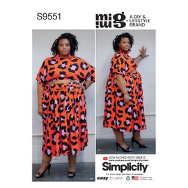 Simplicity Misses' Pullover Top, Shorts and Skirt by Mimi G Sewing Pattern Kit, Code S9551, Sizes 26W-28W-30W-32W-34W, Multicolor