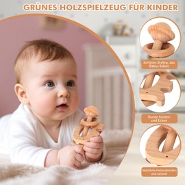 Newborn Gift, 7-in-1 Baby Gift Set for Boys and Girls: Baby Blanket, Comforter, Wooden Rattle with Elephant, Bib, Socks in Gift Box, Baby Birth Gift, Baby Shower Idea Beige