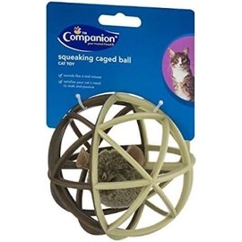 Companion Pet Fur Mouse Caged Ball Squeaking Cat Toy Noise Making Hunter