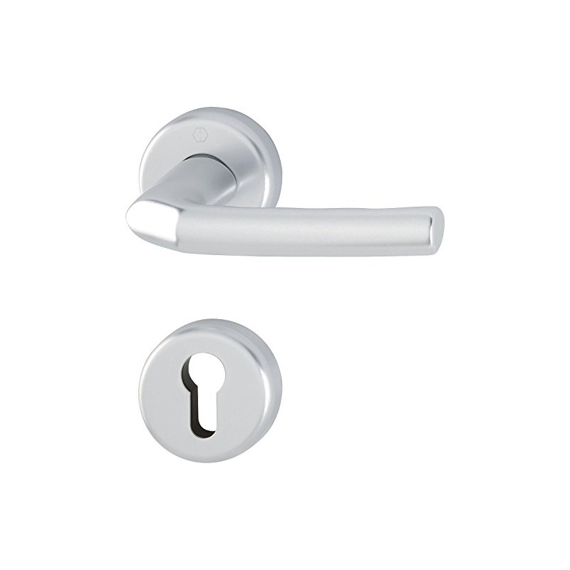 Hoppe Birmingham Latch and Rosettes PZ Cylinder, Silver Anodised, 3067315
