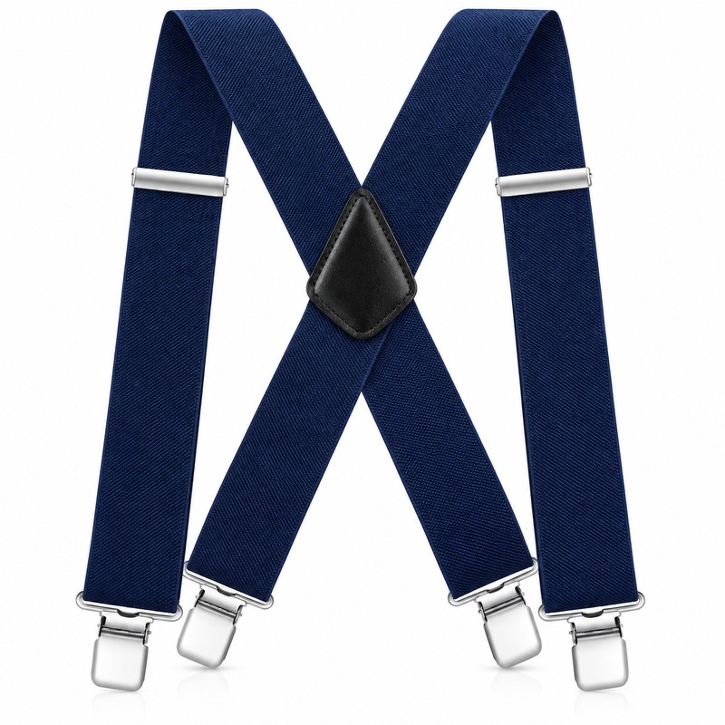 Men’s Adjustable Work Suspenders – 2-Inch Wide Elastic Straps with