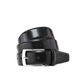 Vincenzo Boretti Mens Shiny Leather Silver Pin Buckle Belt 35mm Width, 3-black