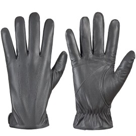 Alepo Genuine Sheepskin Leather Gloves For Men, Winter Warm Touchscreen Texting Cashmere Lined Driving Motorcycle Gloves (Gray-S)