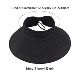 CT COTIM COYIN Women's Straw Sun Visor Hat, UPF 80+, Packable Beach Hat with Ponytail Opening, Summer Travel, White, One Size-Medium