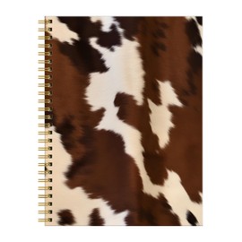 FVBAO Spiral Journal Notebook for Women,A5 College Ruled Notebooks 6"x 8.4", 120 Pages Lined Journal with Premium Thick Paper,Perfect for School Office Home Gifts(Brown Cow western cowhide)