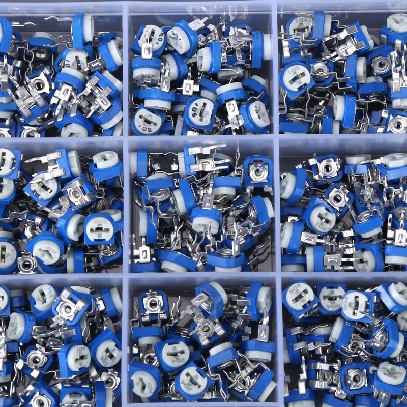 375Pcs 15 Values Potentiometer Variable Resistor Assortment Kit with Box