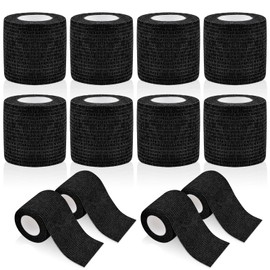 WuGU WuGU 12 Rollen Selbstklebender Verband, Haftbandage Selbstklebend, Elastische Binde, Selbsthaftende Bandage, Geeignet f1r Stretch Sportler, Handgelenk, Fingern, Pet (Schwarz 5 cm x 4,5 m)
