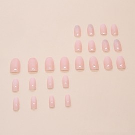 24Pcs Short Press-On French Nails, Silver Glitter Ballerina Fake Nails, Stick-On Nails with Glue, Shiny Gradient False Nails for Women and Girls DIY Nail Art at Home