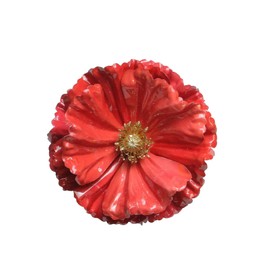 Shiny Poppy Flower Clip Christmas Ornament - 4.75" - Coral Pink
