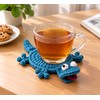 Blue Lizard Crochet Cup Coaster for Coffee & Tea –