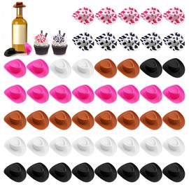 XIPEGPA 50PCS Plastic Mini Western Cowboy Cowgirl Hats Cute Miniature Hat West Party Crafts for Cowboy Cowgirl Party Supplies (Colourful)