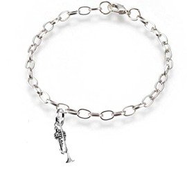pp-m09 Trumpet fine lead free English Pewter charm on a belcher link chain anklet bracelet