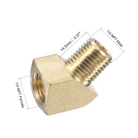 sourcing map Brass Hose Fitting Elbow 1/4 NPT Male to Female Thread 45 Degree Angle Pipe Connector Adapter
