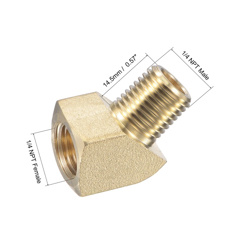 sourcing map Brass Hose Fitting Elbow 1/4 NPT Male to